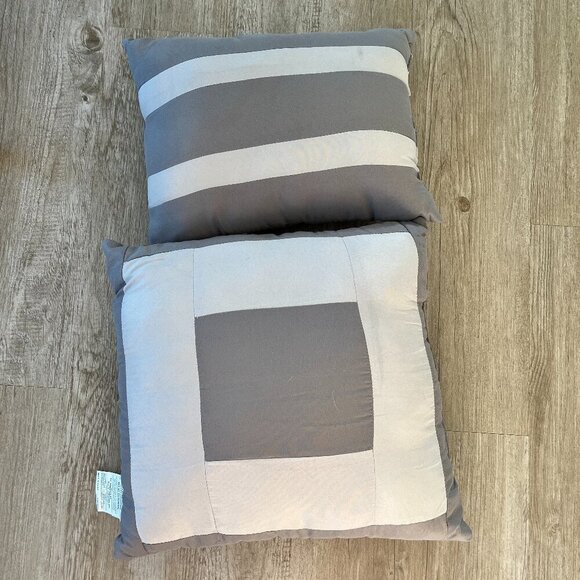 Bundle of 2 Small Grey Throw Decorative Pillows - Picture 1 of 7